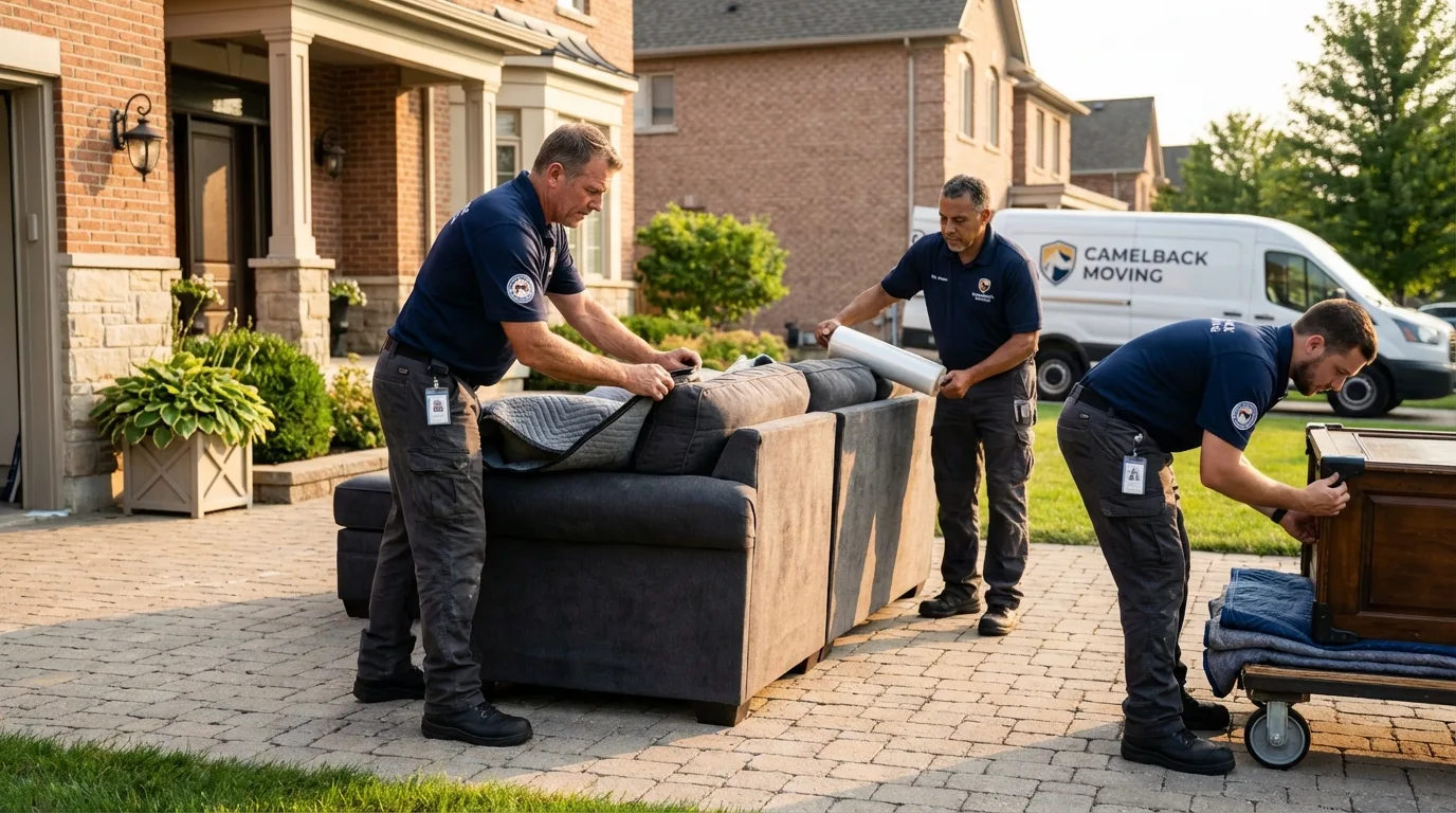 Large estate moving crew wrapping furniture in Chelsea, NY
